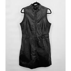 NWT Bod & Christensen Vishna Leather Dress Sleeveless Zip Up Black Size Medium